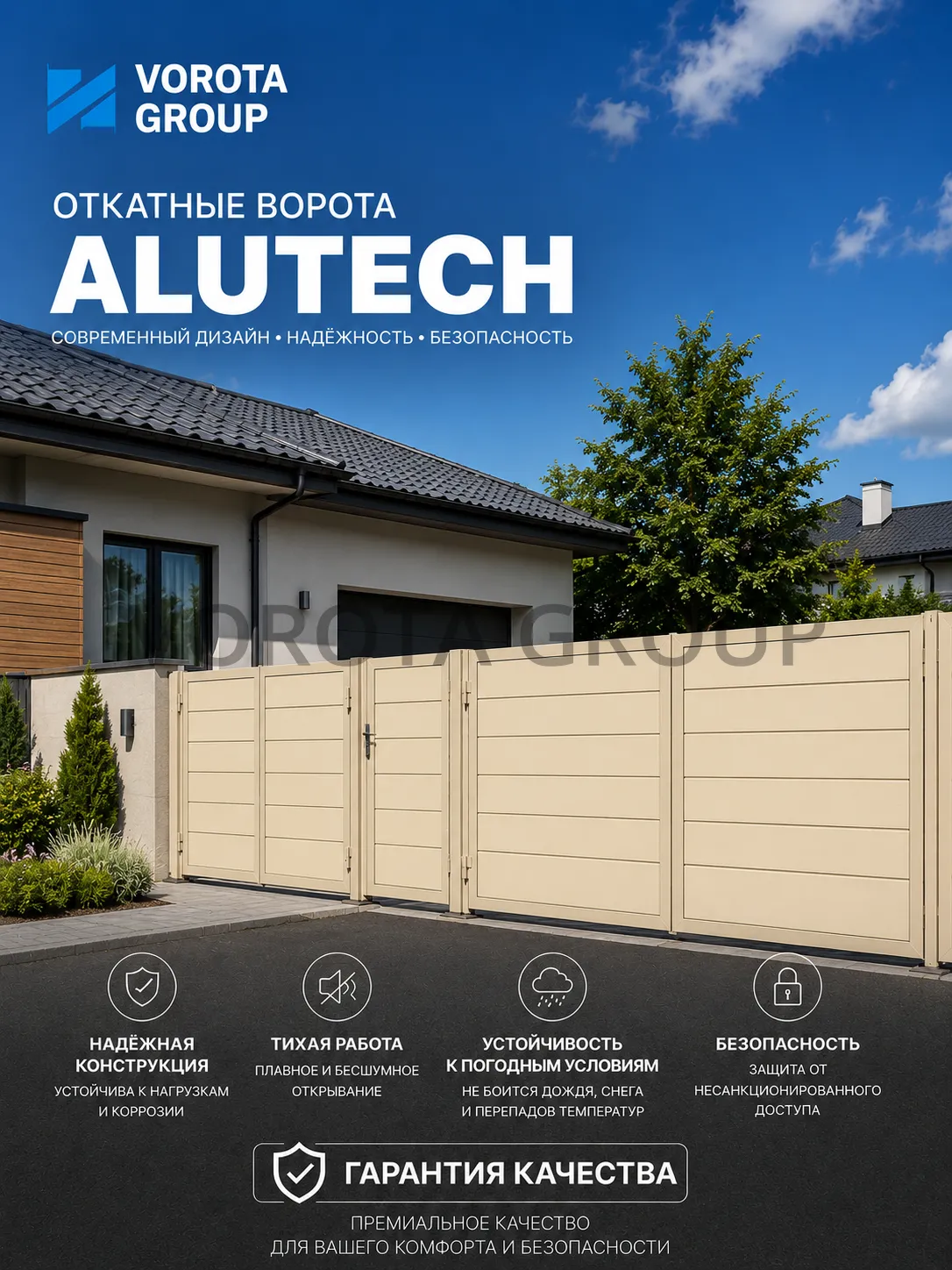 Откатные ворота Alutech Prestige (выс. х  шир.) 2460*2125